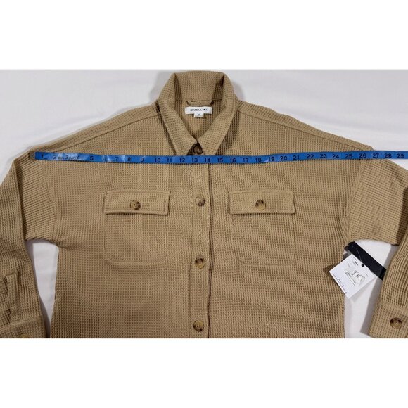 O’Neill Women’s XS Waffle Knit Jacket Shacket Tan Button Front NWT Neutral Cozy - Picture 11 of 16